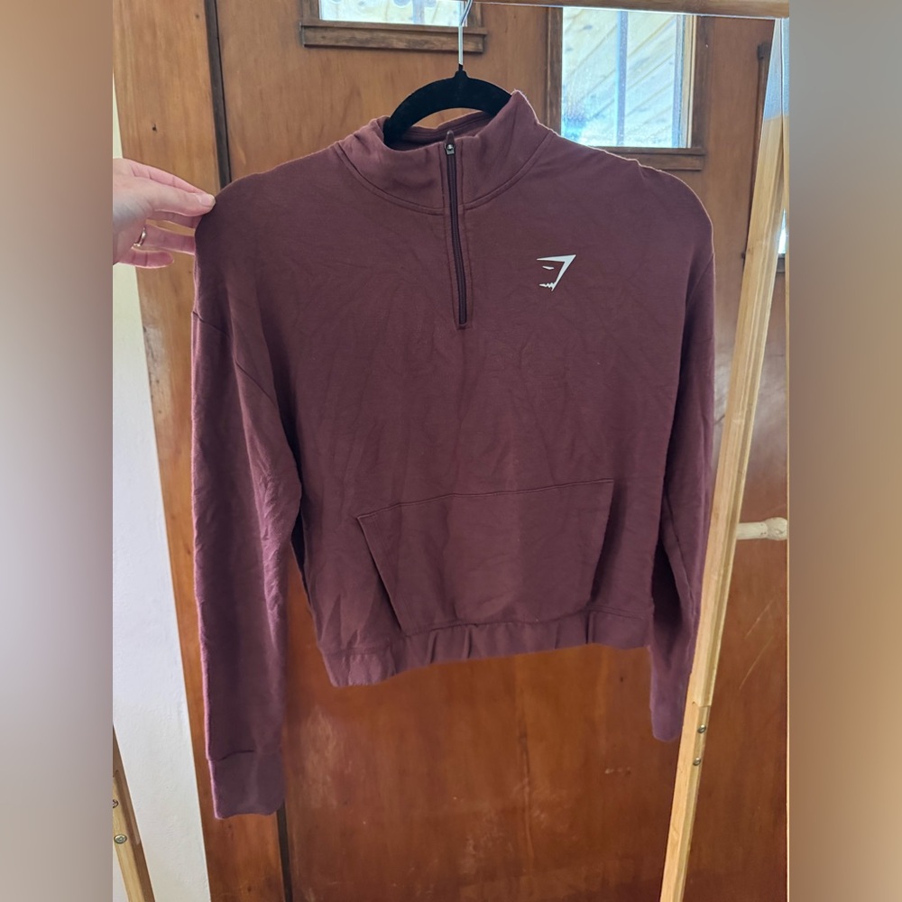 Gymshark Brown Half-Zip Cropped Pullover